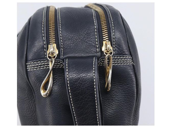 LOEWE Anagram Shoulder Bag Leather Navy Gold - vista 18
