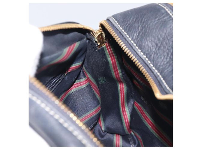 LOEWE Anagram Shoulder Bag Leather Navy Gold - vista 19