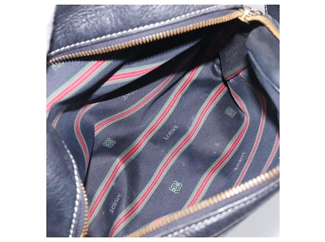 LOEWE Anagram Shoulder Bag Leather Navy Gold - vista 23
