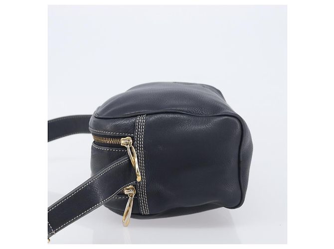 LOEWE Anagram Shoulder Bag Leather Navy Gold - vista 4