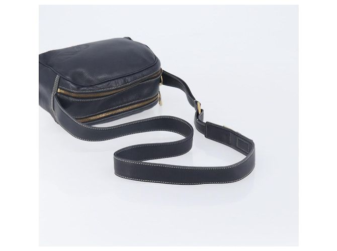 LOEWE Anagram Shoulder Bag Leather Navy Gold - vista 7