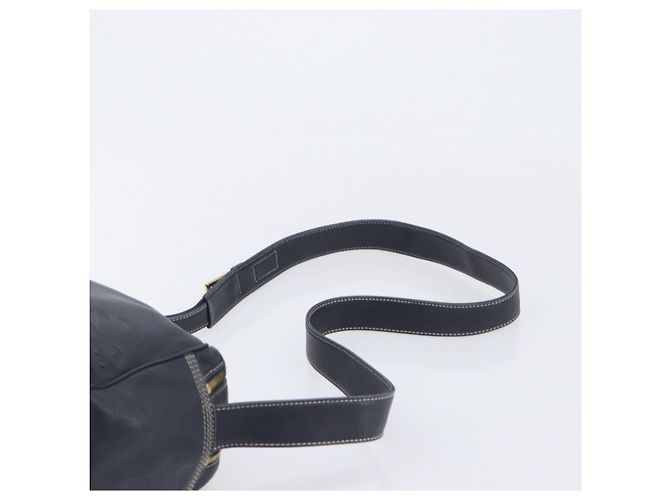 LOEWE Anagram Shoulder Bag Leather Navy Gold - vista 8