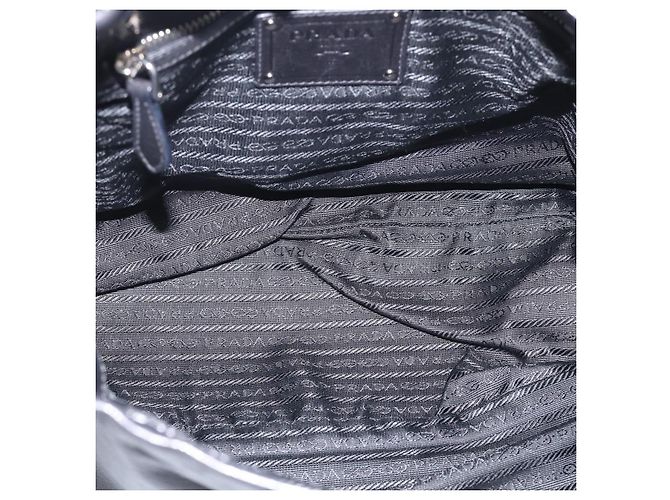 PRADA Shoulder Bag Leather Black Silver - vista 10