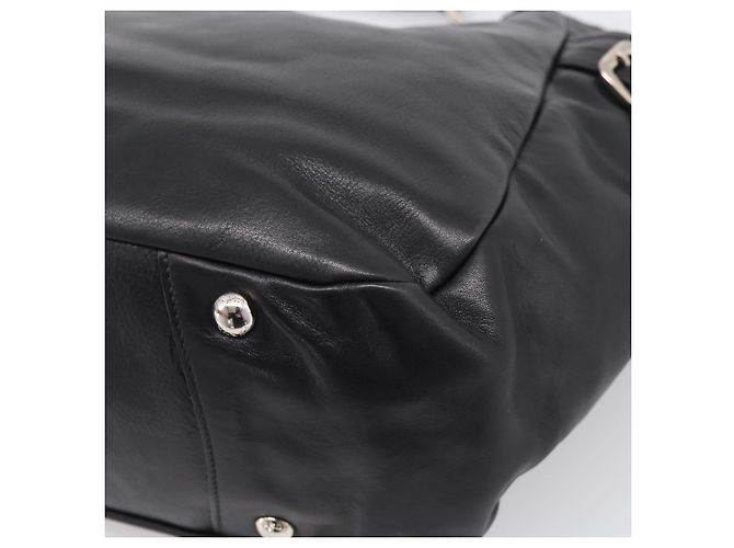 PRADA Shoulder Bag Leather Black Silver - vista 15