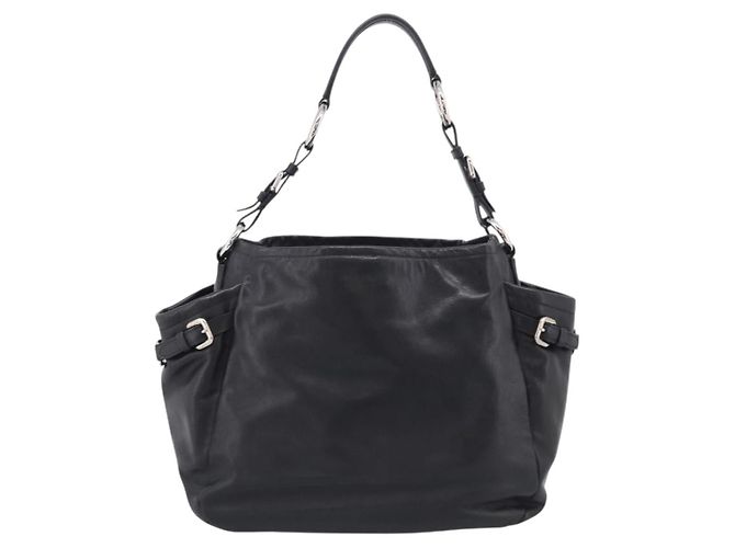 PRADA Shoulder Bag Leather Black Silver - vista 2