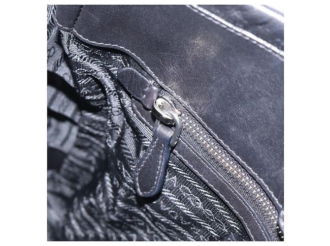 PRADA Shoulder Bag Leather Black Silver - vista 22