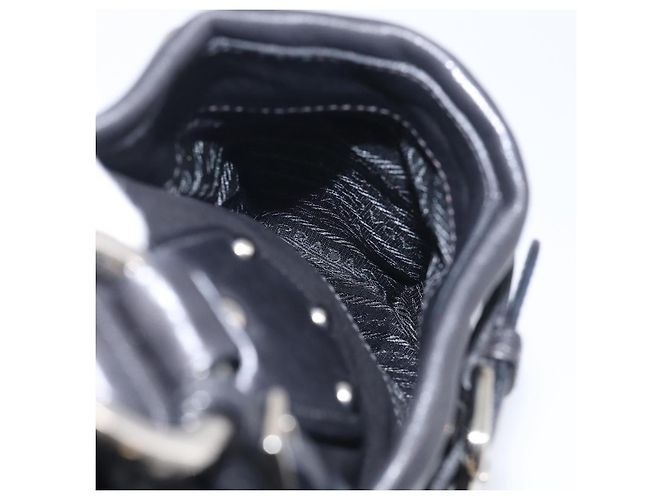 PRADA Shoulder Bag Leather Black Silver - vista 24