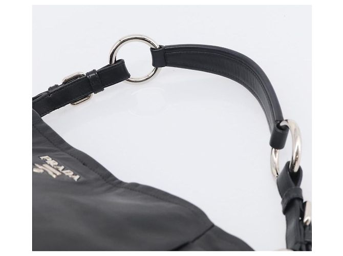 PRADA Shoulder Bag Leather Black Silver - vista 8