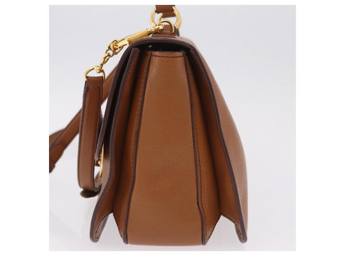 Miu Miu Madras Hand Bag Leather 2way Brown Gold - vista 3
