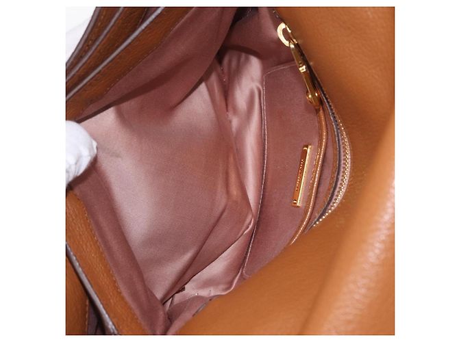 Miu Miu Madras Hand Bag Leather 2way Brown Gold - vista 32