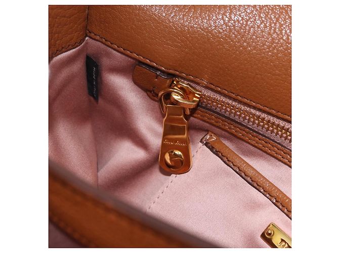 Miu Miu Madras Hand Bag Leather 2way Brown Gold - vista 33