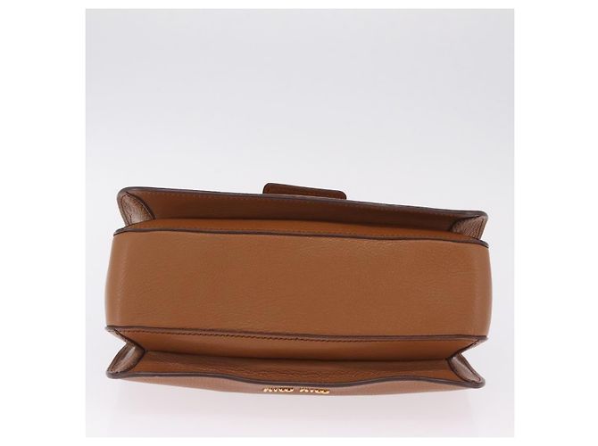 Miu Miu Madras Hand Bag Leather 2way Brown Gold - vista 5