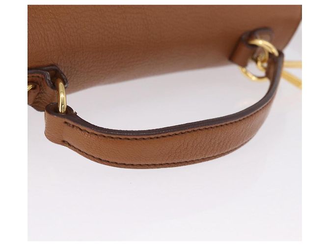Miu Miu Madras Hand Bag Leather 2way Brown Gold - vista 7