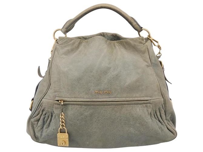Miu Miu Shoulder Bag Vitellolux 2way Light Blue Gold - vista 2