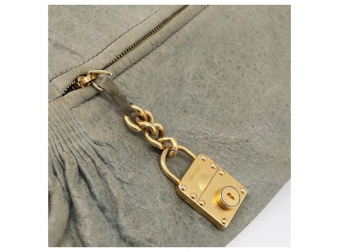 Miu Miu Shoulder Bag Vitellolux 2way Light Blue Gold - vista 27