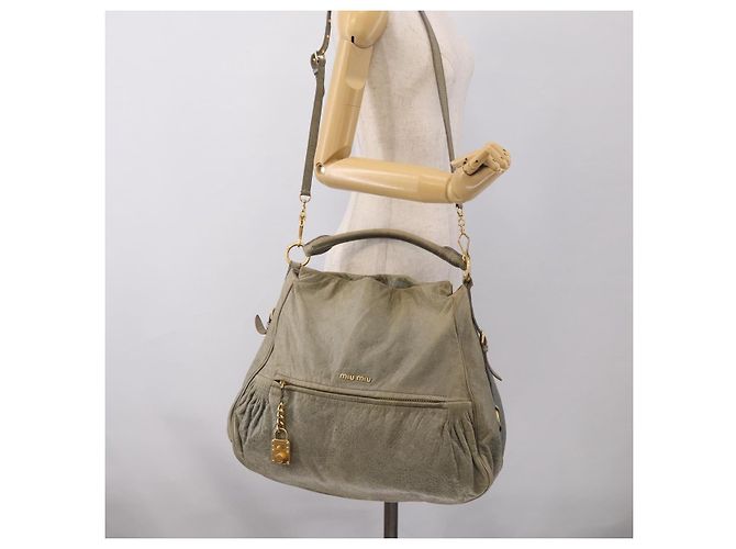 Miu Miu Shoulder Bag Vitellolux 2way Light Blue Gold - vista 29