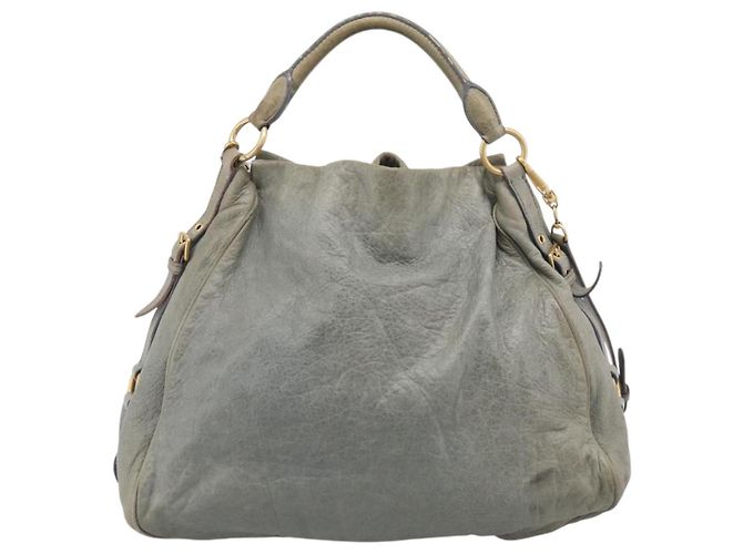Miu Miu Shoulder Bag Vitellolux 2way Light Blue Gold - vista 3