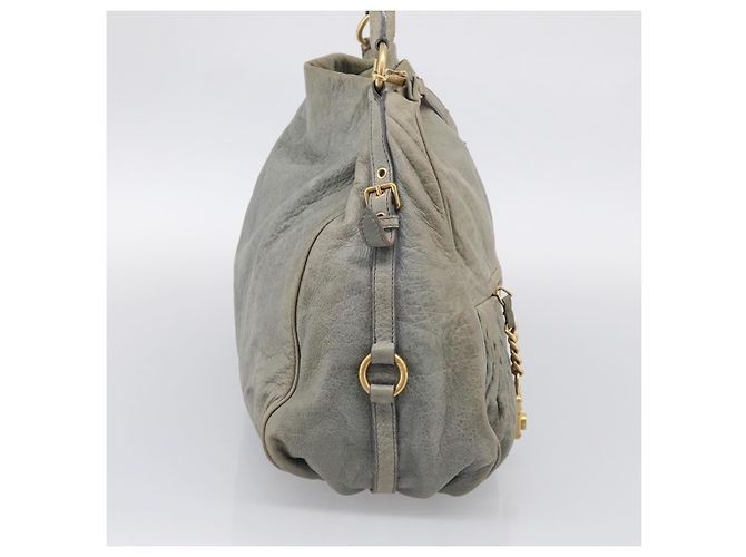 Miu Miu Shoulder Bag Vitellolux 2way Light Blue Gold - vista 4