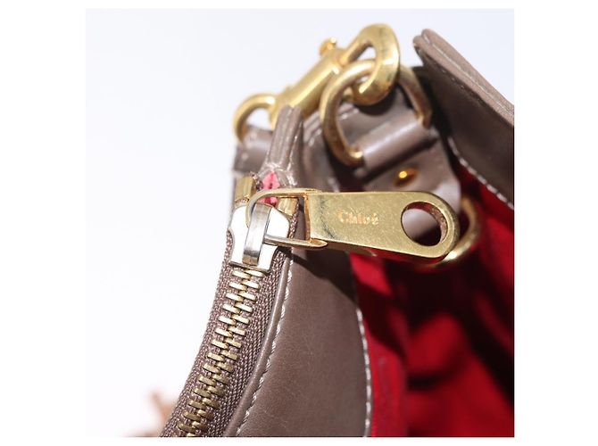 Chloé Chloe Eden Shoulder Bag Leather Gray Gold - vista 23