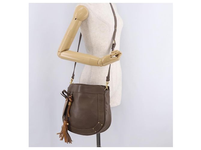 Chloé Chloe Eden Shoulder Bag Leather Gray Gold - vista 27