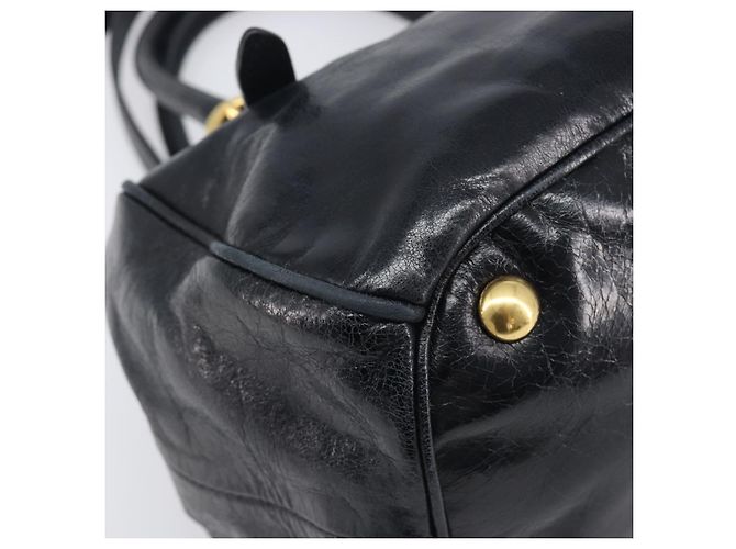Miu Miu Hand Bag Leather 2way Black Gold Tone - vista 16