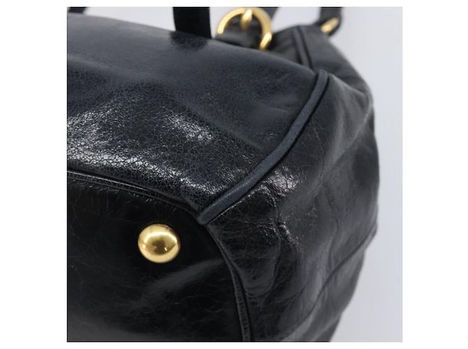 Miu Miu Hand Bag Leather 2way Black Gold Tone - vista 17