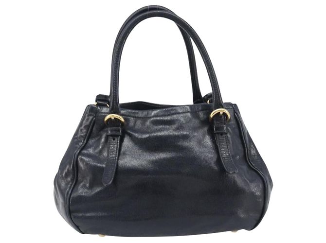 Miu Miu Hand Bag Leather 2way Black Gold Tone - vista 2