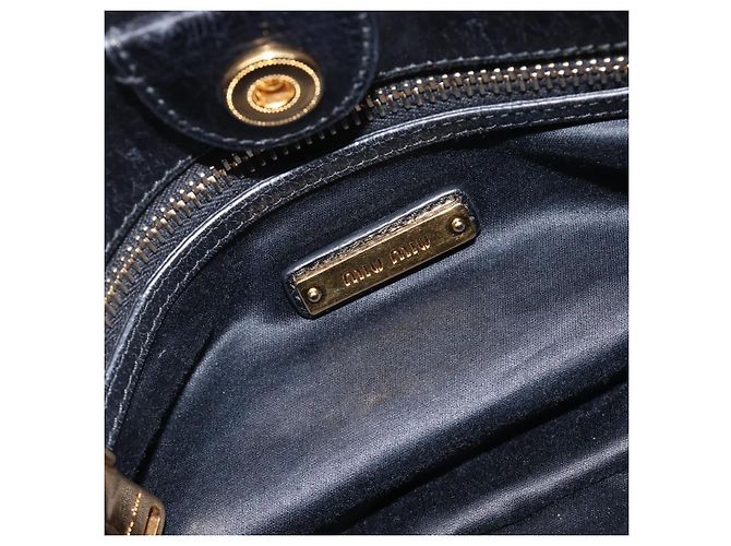 Miu Miu Hand Bag Leather 2way Black Gold Tone - vista 20