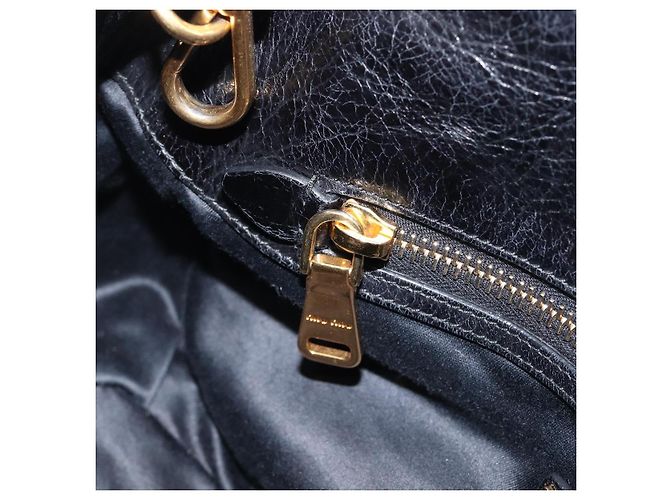 Miu Miu Hand Bag Leather 2way Black Gold Tone - vista 23