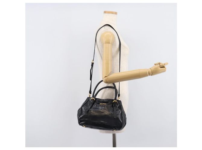 Miu Miu Hand Bag Leather 2way Black Gold Tone - vista 26