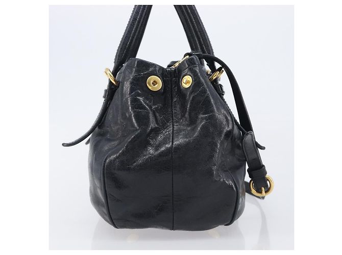 Miu Miu Hand Bag Leather 2way Black Gold Tone - vista 4