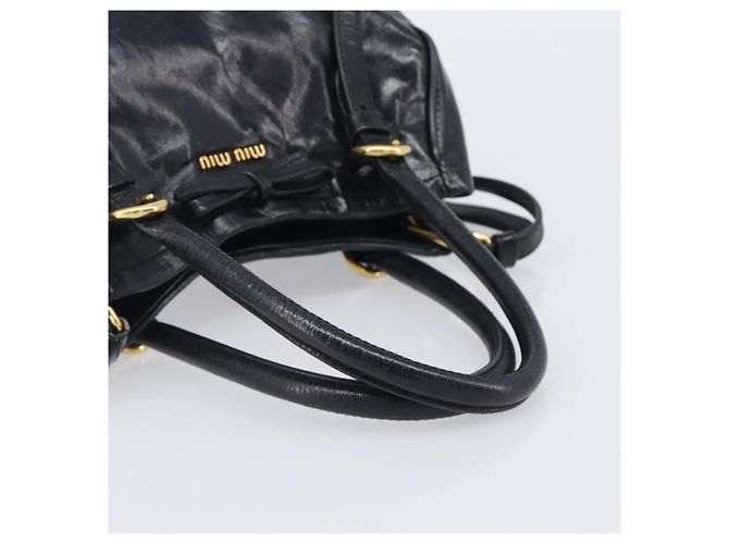 Miu Miu Hand Bag Leather 2way Black Gold Tone - vista 7