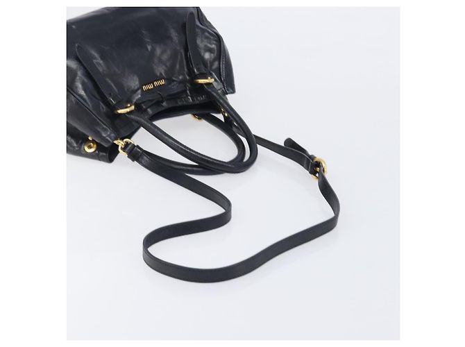 Miu Miu Hand Bag Leather 2way Black Gold Tone - vista 8