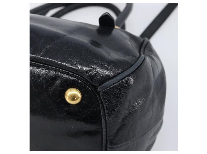 Miu Miu Hand Bag Leather 2way Black Gold Tone - vista 9