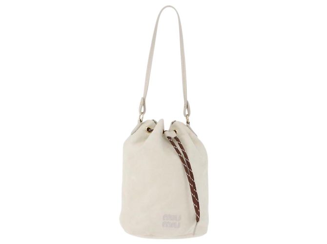 Miu Miu Purse Hand Bag Canvas Ivory Gold - vista 13