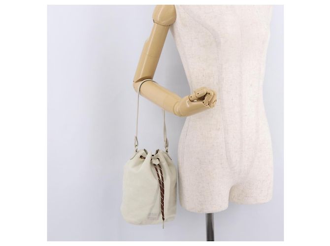Miu Miu Purse Hand Bag Canvas Ivory Gold - vista 22