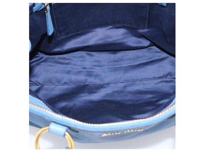 Miu Miu Tote Bag Leather Blue Gold - vista 11