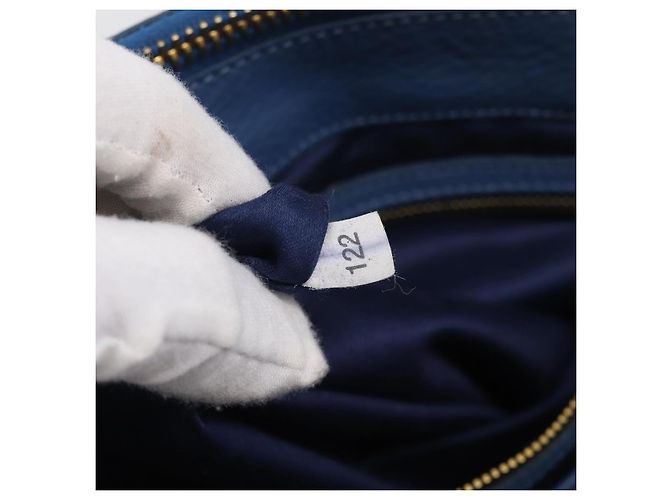 Miu Miu Tote Bag Leather Blue Gold - vista 12