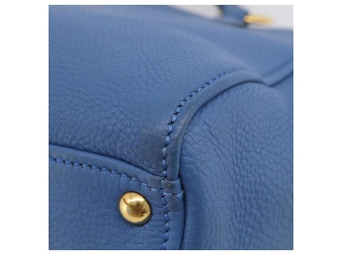 Miu Miu Tote Bag Leather Blue Gold - vista 16