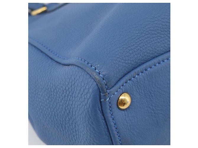 Miu Miu Tote Bag Leather Blue Gold - vista 17