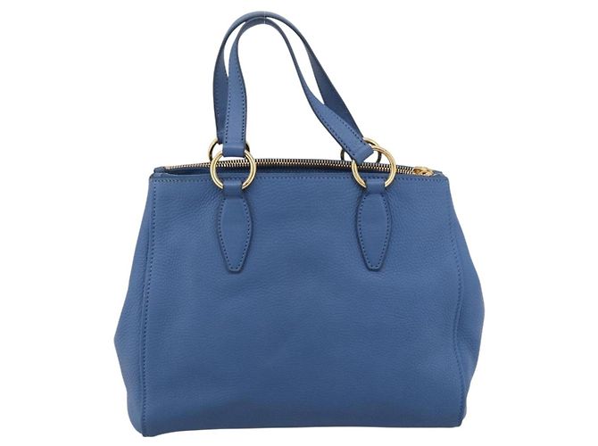 Miu Miu Tote Bag Leather Blue Gold - vista 2