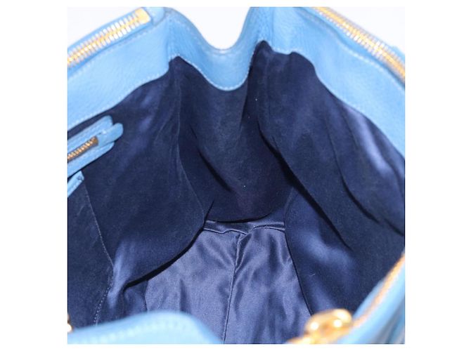 Miu Miu Tote Bag Leather Blue Gold - vista 20