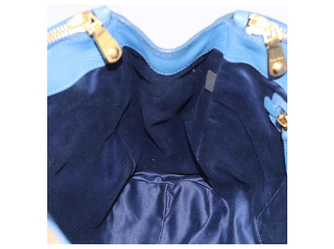 Miu Miu Tote Bag Leather Blue Gold - vista 21