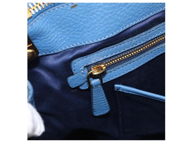 Miu Miu Tote Bag Leather Blue Gold - vista 23