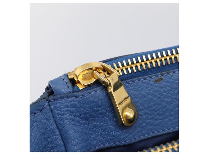 Miu Miu Tote Bag Leather Blue Gold - vista 28