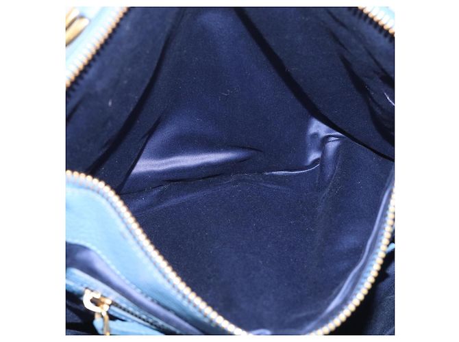 Miu Miu Tote Bag Leather Blue Gold - vista 29