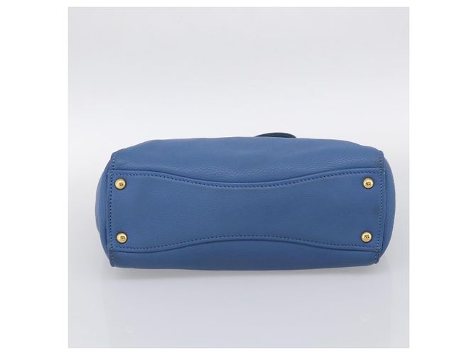 Miu Miu Tote Bag Leather Blue Gold - vista 5
