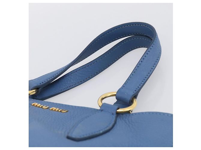 Miu Miu Tote Bag Leather Blue Gold - vista 8