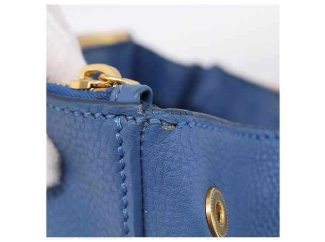Miu Miu Tote Bag Leather Blue Gold - vista 9