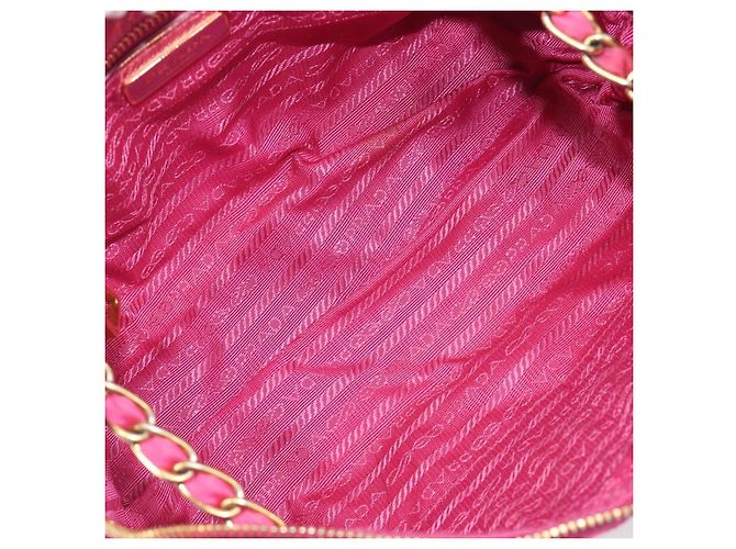 PRADA Chain Shoulder Bag Nylon Pink Gold - vista 11
